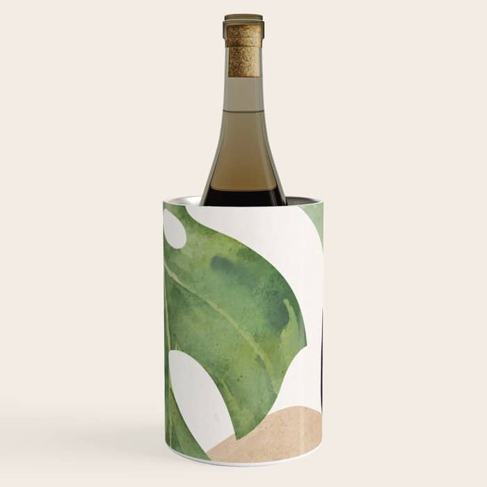 Abstract Art Tropical Leaves 3 Wine Chiller