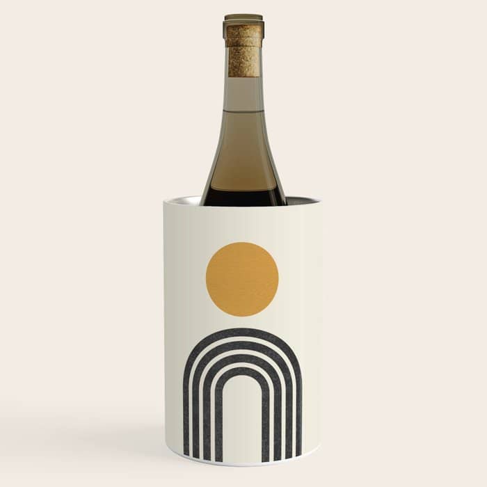 Mid Century Modern Gold Sun And Black Rainbow Wine Chiller