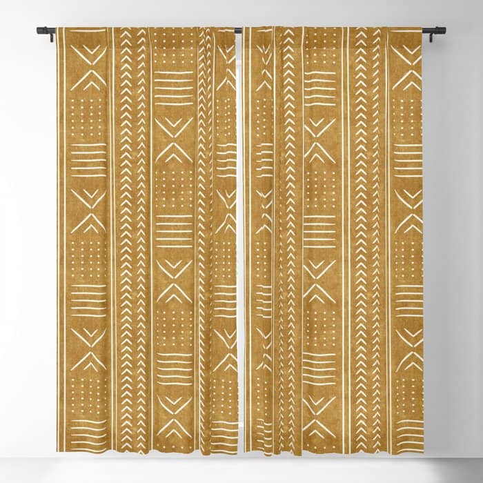 Mustard Mud Cloth - Arrow Cross Window Curtain