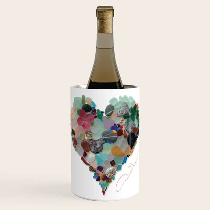 Love -  Sea Glass Heart A Unique Birthday & Father'S Day Gift Wine Chiller