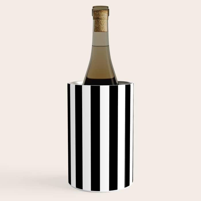 Black And White Vertical Stripes Classic Cabana Stripe Wine Chiller