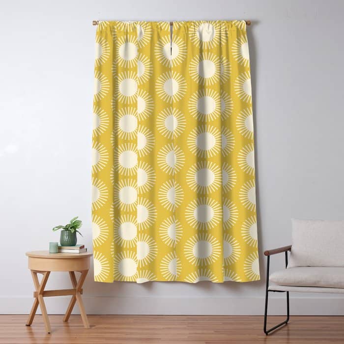 Boho Summer Sun Pattern Iv Bright Yellow Window Curtain