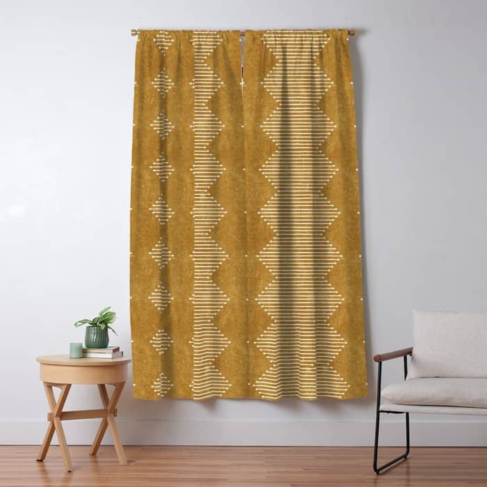 Mudcloth Diamonds - Mustard Window Curtain