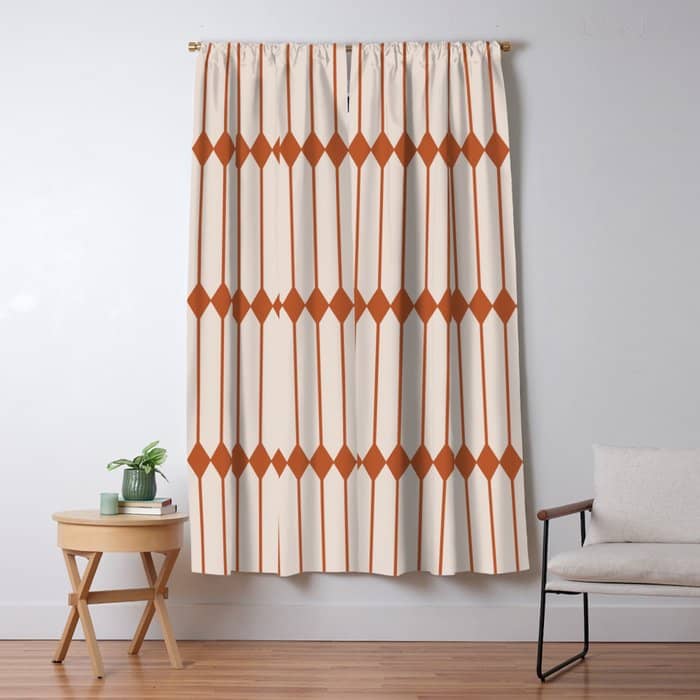 Minimal Geometric Pattern - Coral Window Curtain