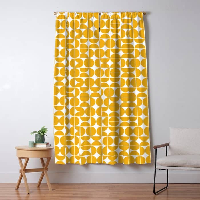 Mid Century Modern Geo 04b Yellow Window Curtain