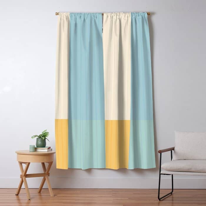 Color Block Line Abstract Iii Coastal Beachy Window Curtain