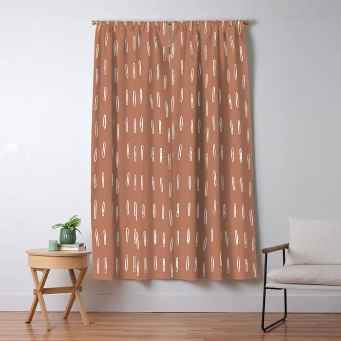 Boho Raindrops Abstract Pattern, Terracotta Window Curtain