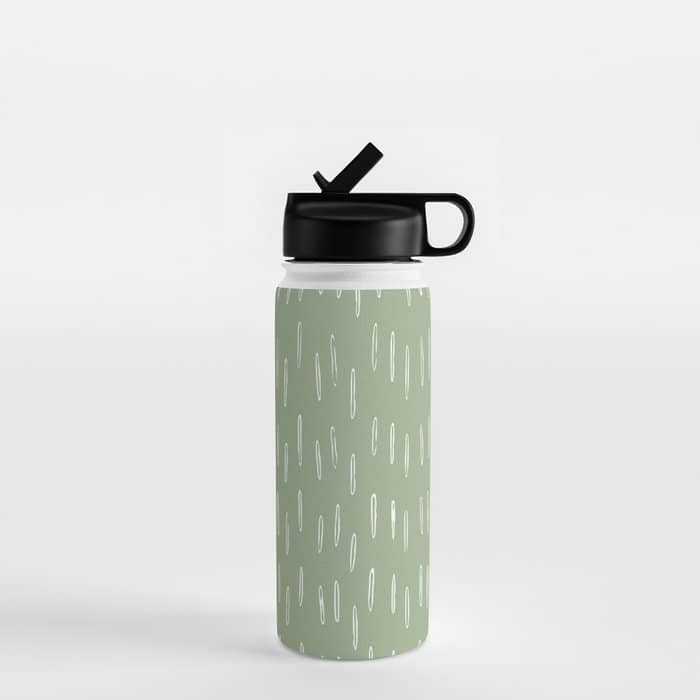 Raindrop Boho Abstract Pattern, Sage Green Water Bottle