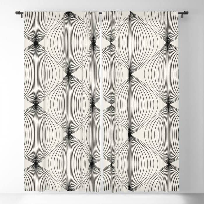 Geometric Orb Pattern - Black And White Window Curtain