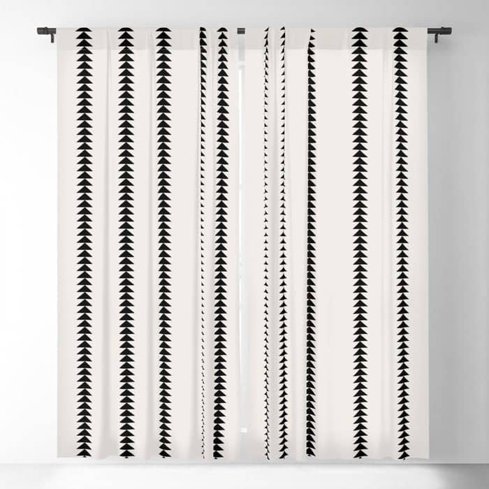 Minimal Triangles - Black & White Window Curtain