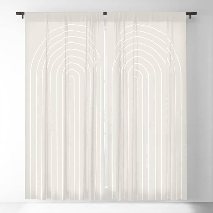 Minimal Arch Ii Natural Off White Modern Geometric Lines Window Curtain