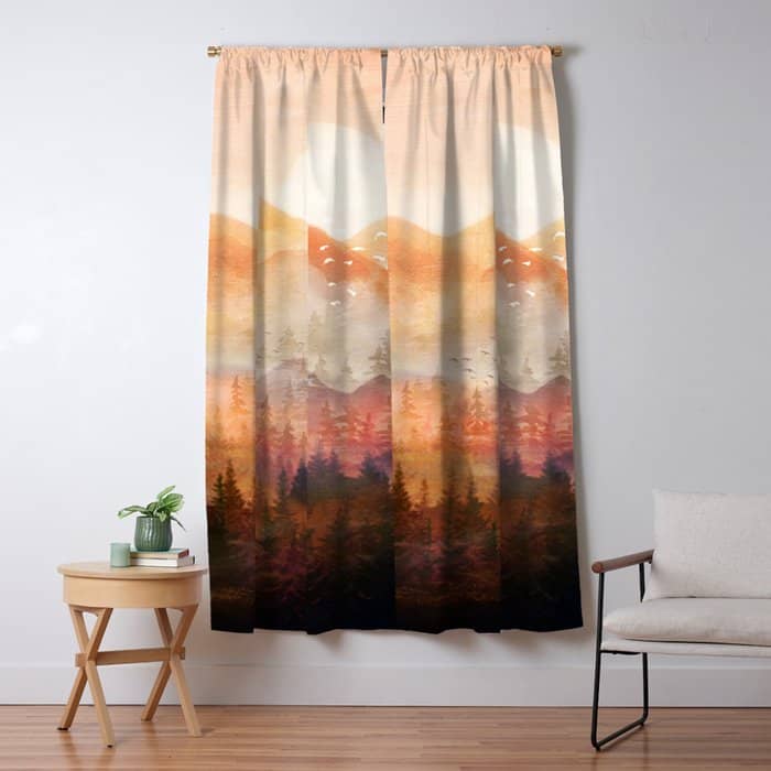 Forest Shrouded In Morning Mist Window Curtain