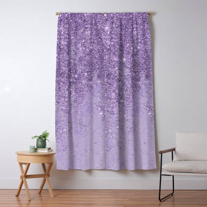 Modern Elegant Lavender Lilac Glitter Marble Window Curtain