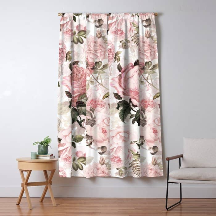 Vintage & Shabby Chic - Sepia Pink Roses  Window Curtain
