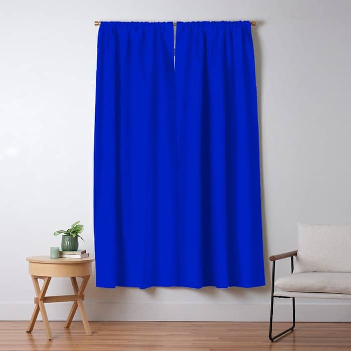 Solid Deep Cobalt Blue Color Window Curtain