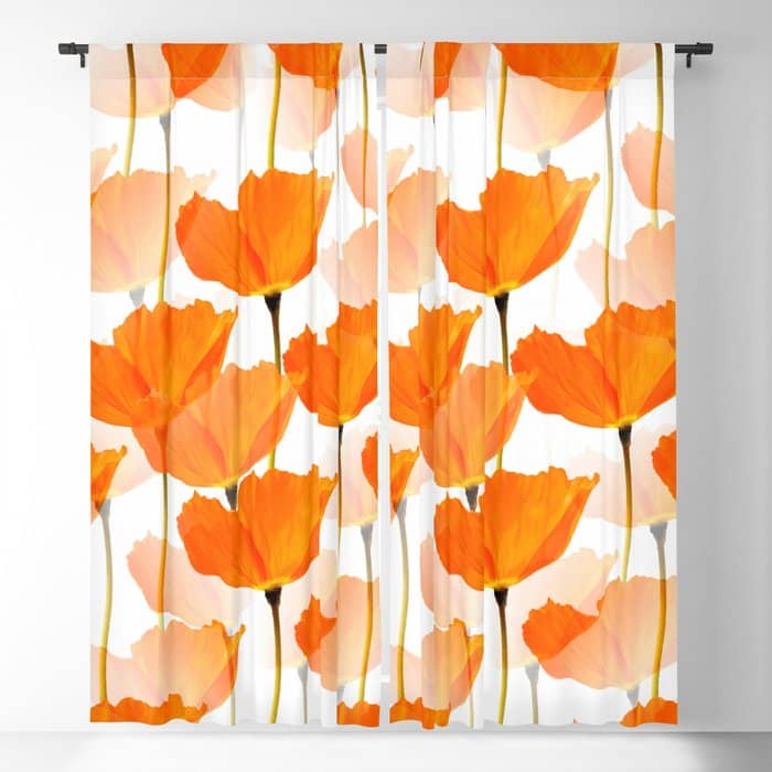 Orange Poppies On A White Background #Decor #Homestorie #Buyart Window Curtain