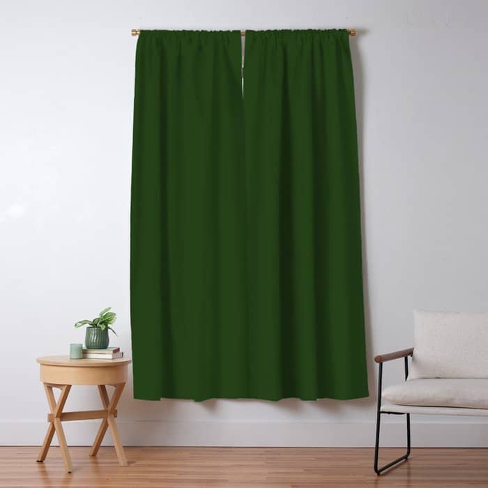 Solid Dark Forest Green Simple Solid Color All Over Print Window Curtain