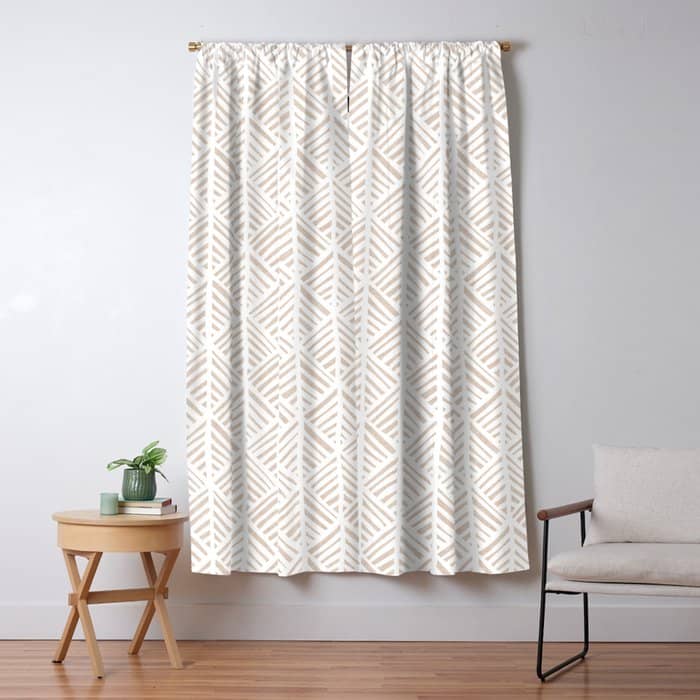 Abstract Leaf Pattern In Tan Window Curtain