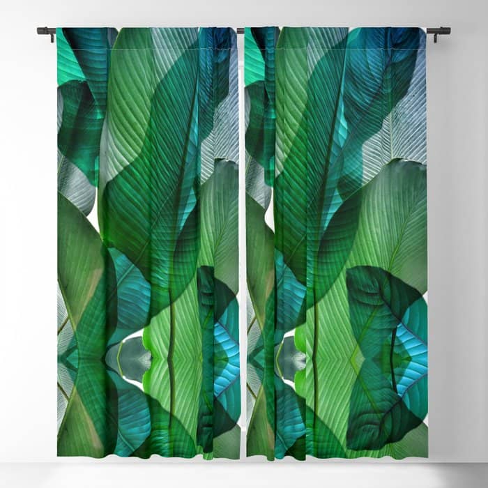 Palm Leaf Jungle Bali Banana Palm Frond Greens Window Curtain