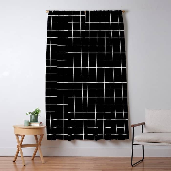 Grid Pattern Line Stripe Black And White Minimalist Geometric Stripes Lines Drawing Window Curtain
