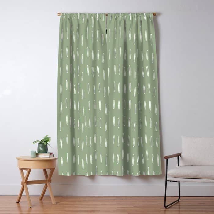 Raindrop Boho Abstract Pattern, Sage Green Window Curtain