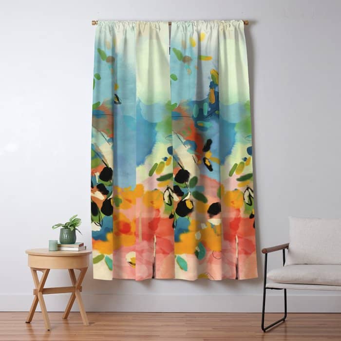 Garden With Sea View And Olive Tree Window Curtain