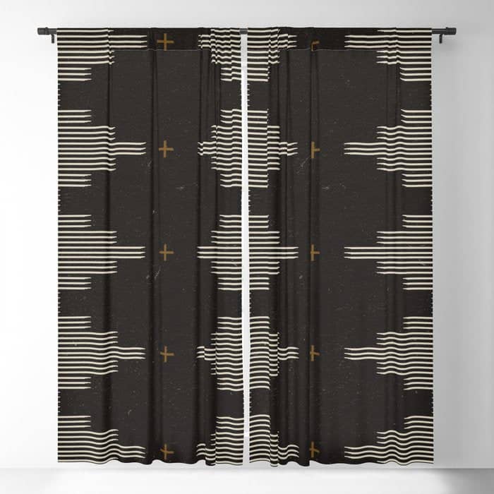 Southwestern Minimalist Black & White Window Curtain