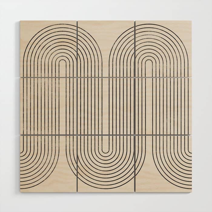 Mid-Century Modern No.28 - Woodblock Print Wood Wall Art
