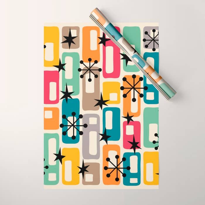 Retro Mid Century Modern Atomic Decoration 254 Googie Wrapping Paper