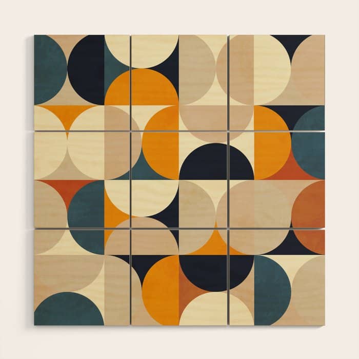 Mid Century Abstract Shapes Fall Winter 1 Wood Wall Art