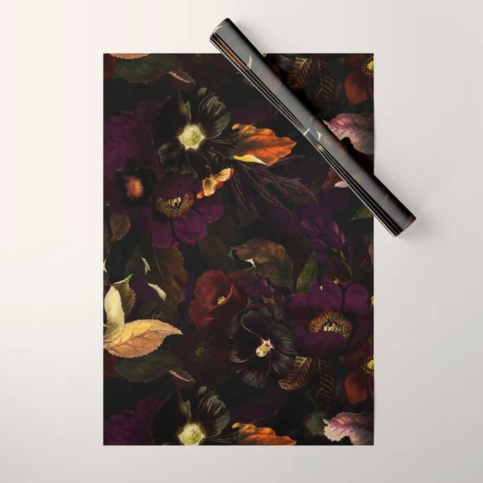 The Darkest Dutch Vintage Flowers Garden  Wrapping Paper