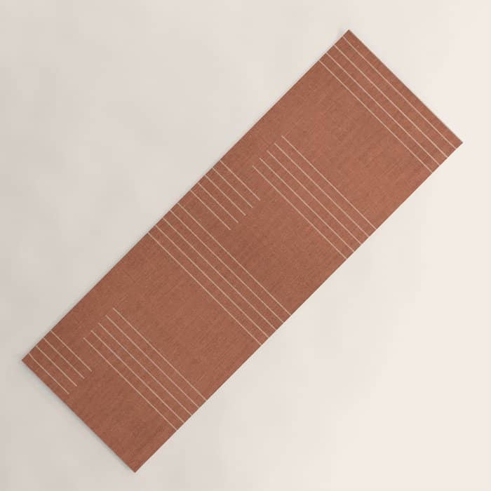 Minimal, Pattern, Boho Prints, Terracotta Yoga Mat