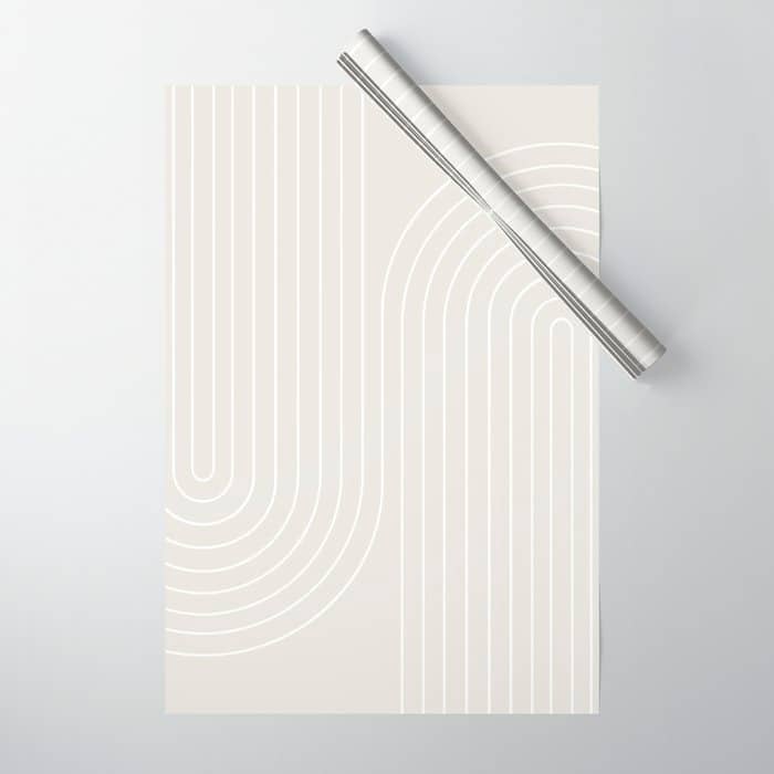 Minimal Line Curvature Xi Natural Off White Mid Century Modern Arch Abstract Wrapping Paper