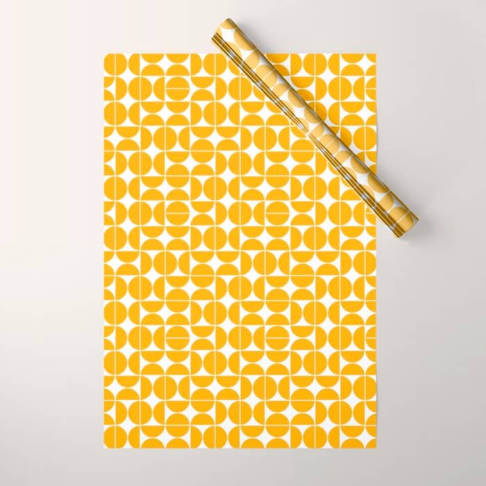 Mid Century Modern Geo 04b Yellow Wrapping Paper