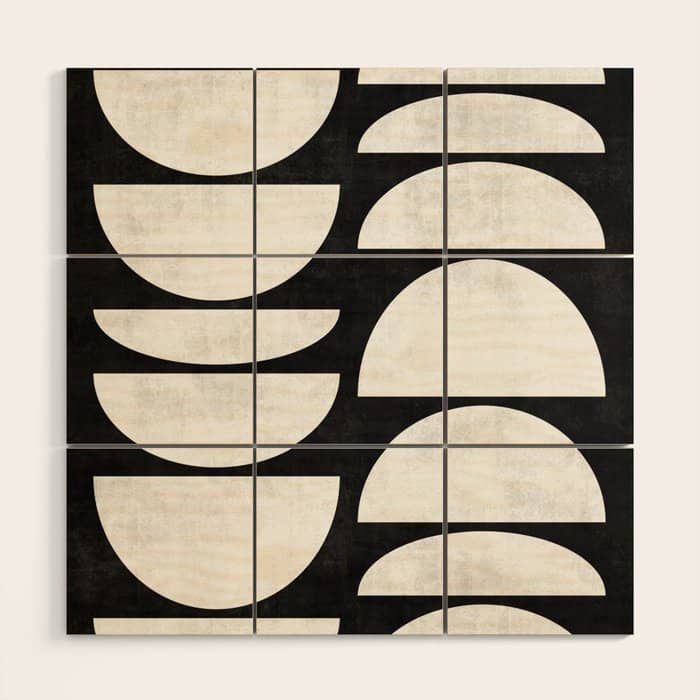 Mid-Century Modern Pattern No.8 - Black And White Wood Wall Art