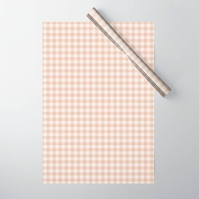 Gingham Plaid Pattern - Warm Neutral Tan Wrapping Paper