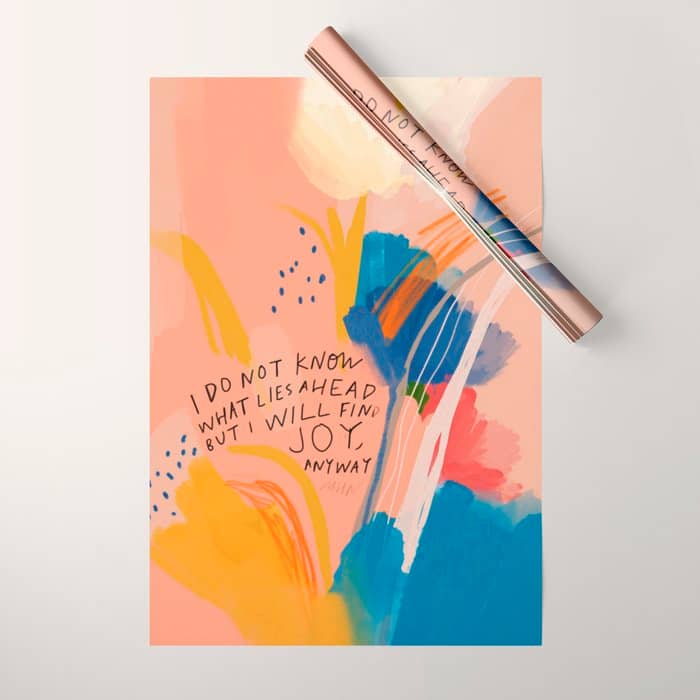 Find Joy. The Abstract Colorful Florals Wrapping Paper