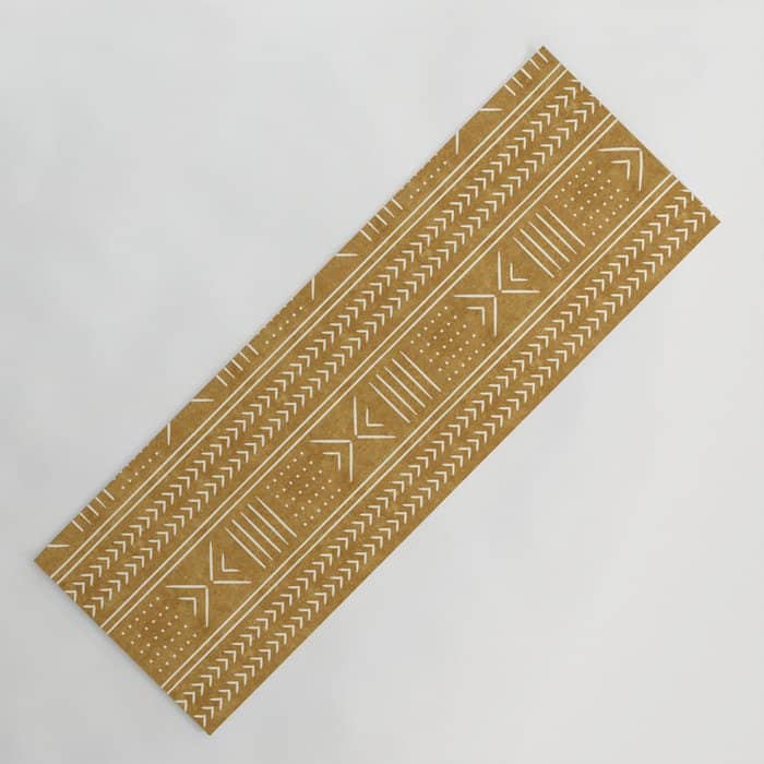 Mustard Mud Cloth - Arrow Cross Yoga Mat