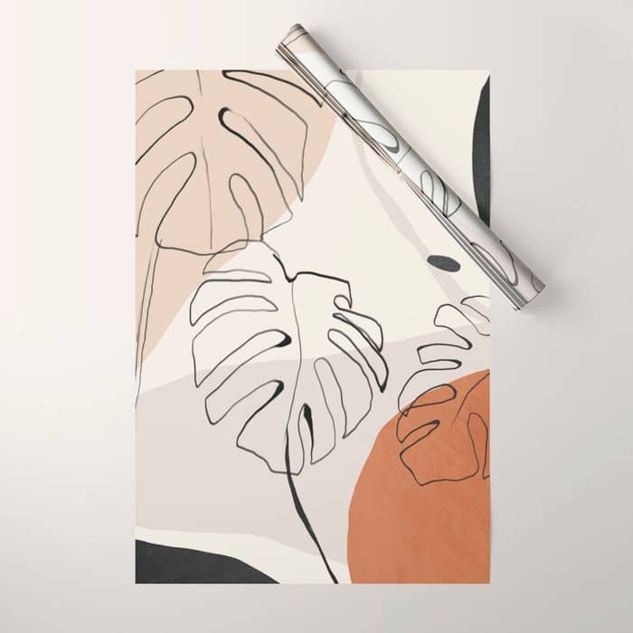 Minimal Abstract Art- Monstera Wrapping Paper