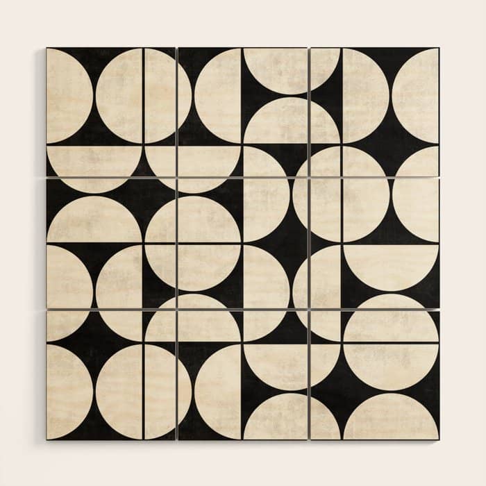 Mid-Century Modern Pattern No.2 - Black And White Wood Wall Art