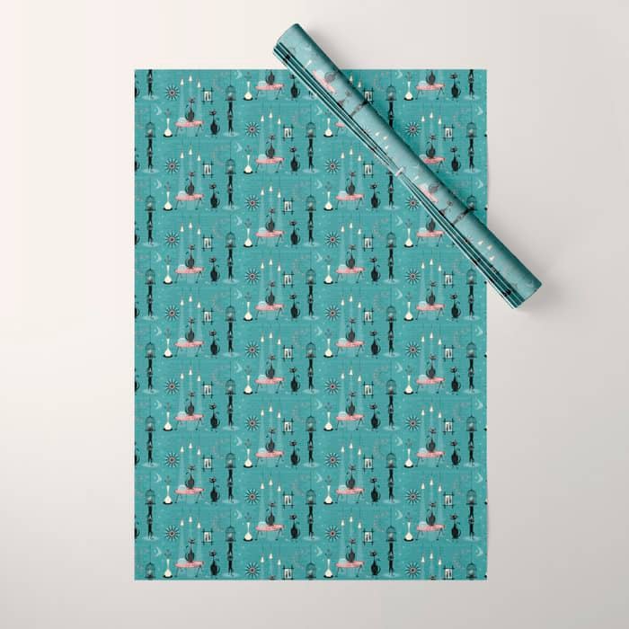 Mid Century Kitty Mischief - ©Studioxtine Wrapping Paper