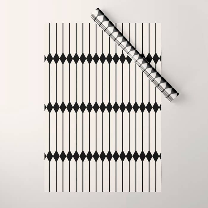 Minimal Geometric Pattern - Black Wrapping Paper
