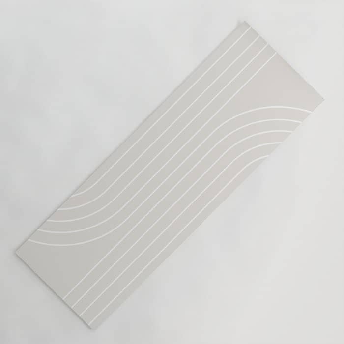 Minimal Line Curvature Xi Natural Off White Mid Century Modern Arch Abstract Yoga Mat