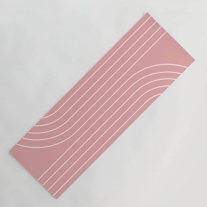 Minimal Line Curvature X Pink Mid Century Modern Arch Abstract Yoga Mat