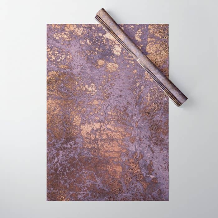 Purple And Copper Glamour Ink  Marble Texture Wrapping Paper