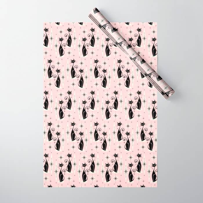 Mid Century Meow Retro Atomic Cats ©Studioxtine Wrapping Paper