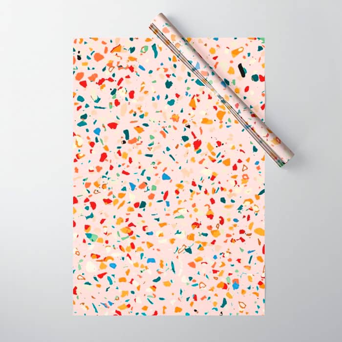 Blush Terrazzo | Pink Eclectic Speckles | Abstract Confetti Painting | Chic Bohemian Illustration Wrapping Paper