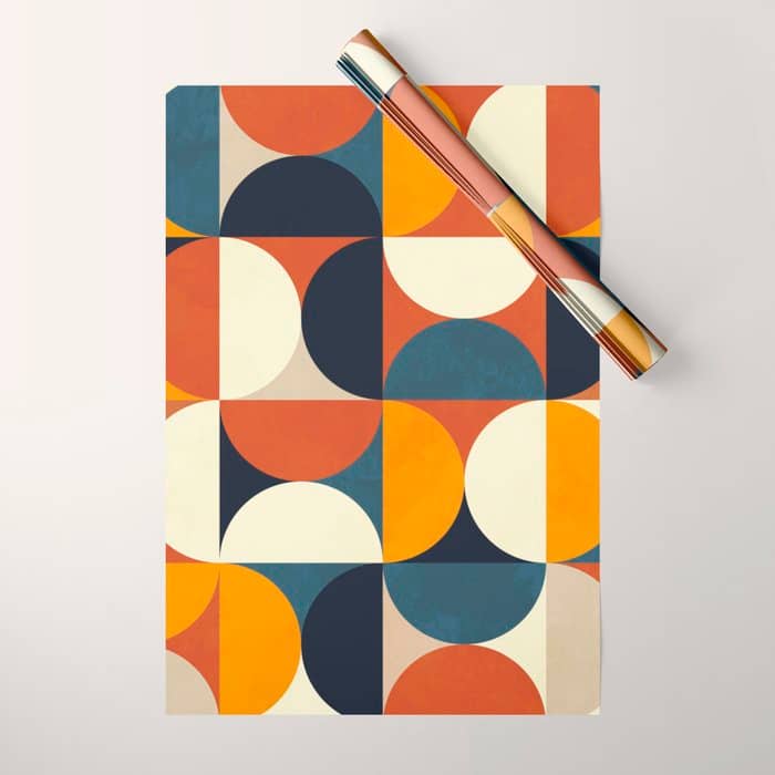 Mid Century Abstract Shapes Fall Winter 3 Wrapping Paper