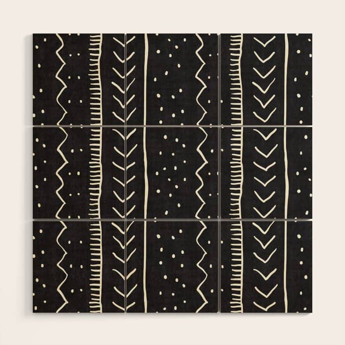 Cute Geometric Stripe In Black And White Wood Wall Art
