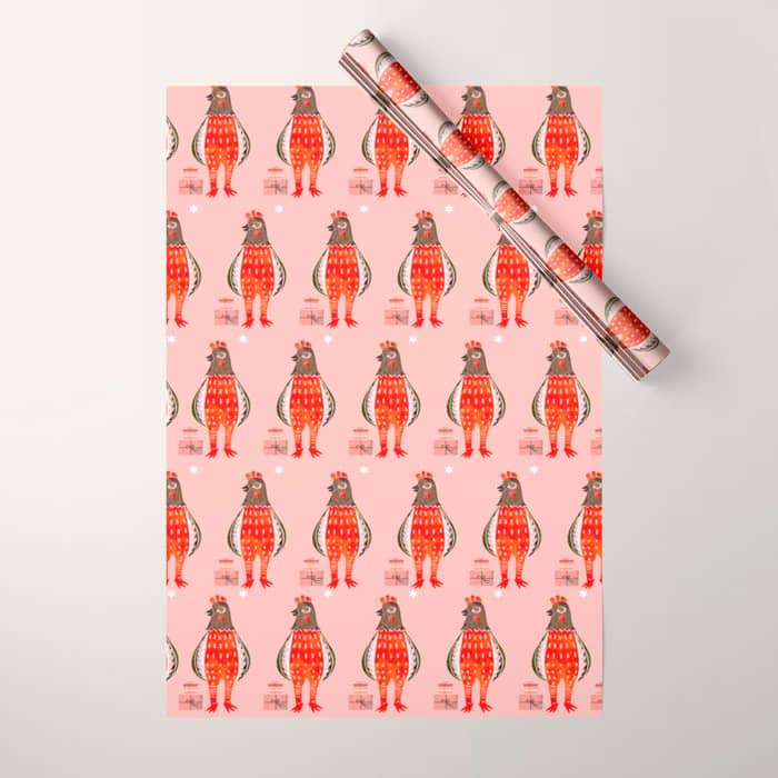 Christmas Chicken - Illustration Wrapping Paper